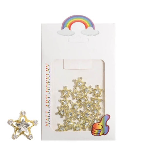 Nail Rhinestone Gold Crytal White Star Nail Charm 20pcs/bag Premier Nail Supply