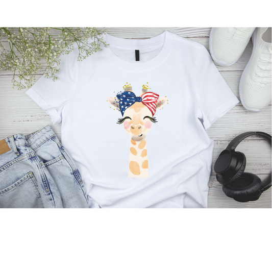 Giraffe shirt, 4th of July women's shirt, Fourth of July Tee, Cute shirt, Women shirt, Printify