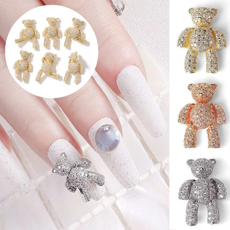 Diamond Bear Nail Charm 2 pcs/jar Premier Nail Supply