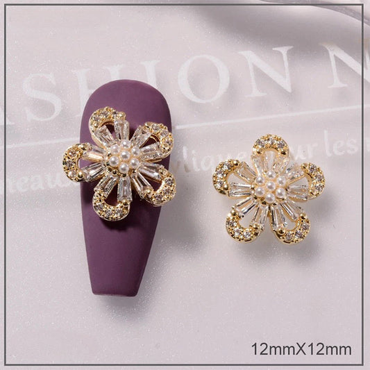 Nail Charm Gold Flower with Diamonds - #K81850 Premier Nail Supply